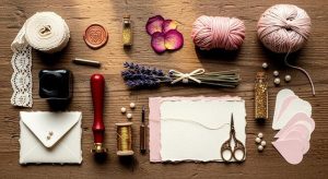 flat-lay-of-crafting-supplies-for-scrapbooking-and-letter-writing-photo